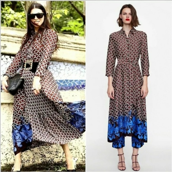 NWT ZARA 2 piece GEOMETRIC PRINTED DRESS and PANTS - Picture 3 of 12